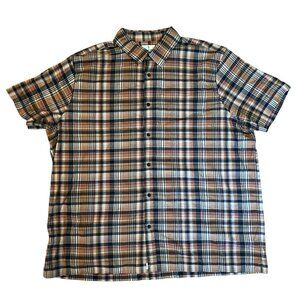 Mutual Weave Mens Plaid Short Sleeve Shirt 2XL Cotton Blend